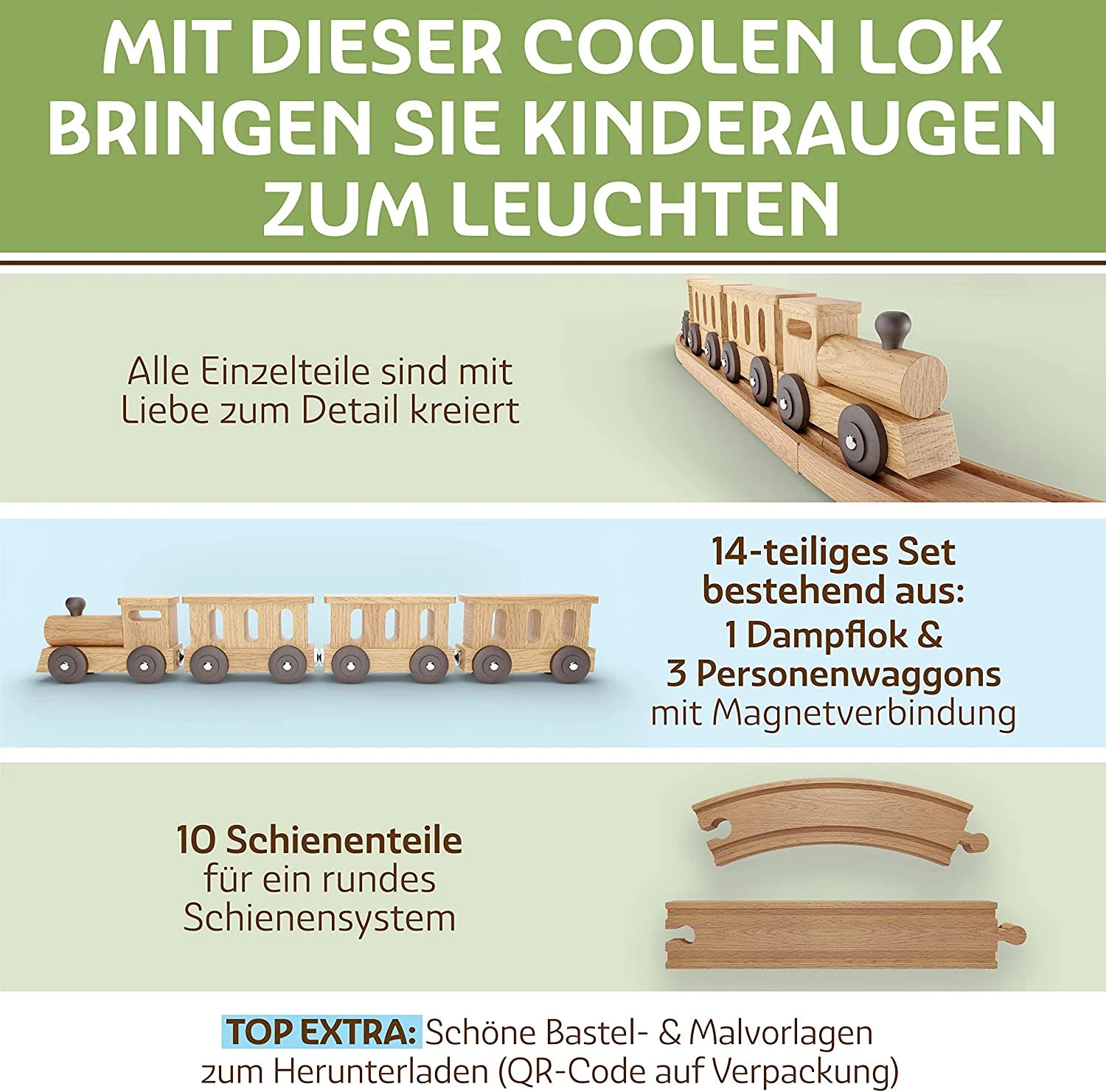 Holzeisenbahn, Kleines Set 3 Holzeisenbahn, Kleines Set – Bild 3