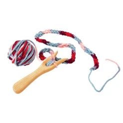 Strickgabel Mit Wolle, Rot, Rosa, Lila